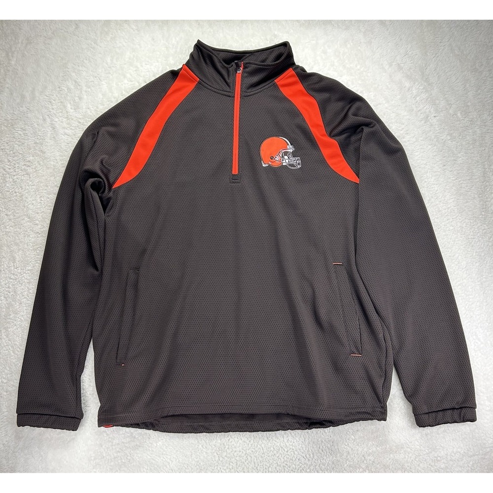 NFL Cleveland Browns Mock Neck Sweater Mens Size‎ XL Brown Orange Embroidered